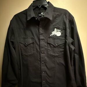 Western Express Pearl Snap Shirt XL Black Rodeo CIBRA Cowboy Western‎